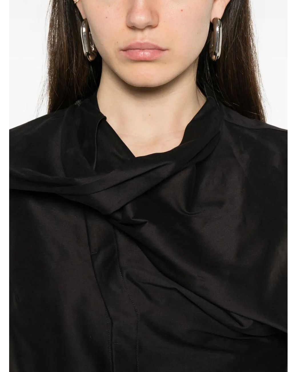 Rick Owens Black Solid Cowl Neck Top