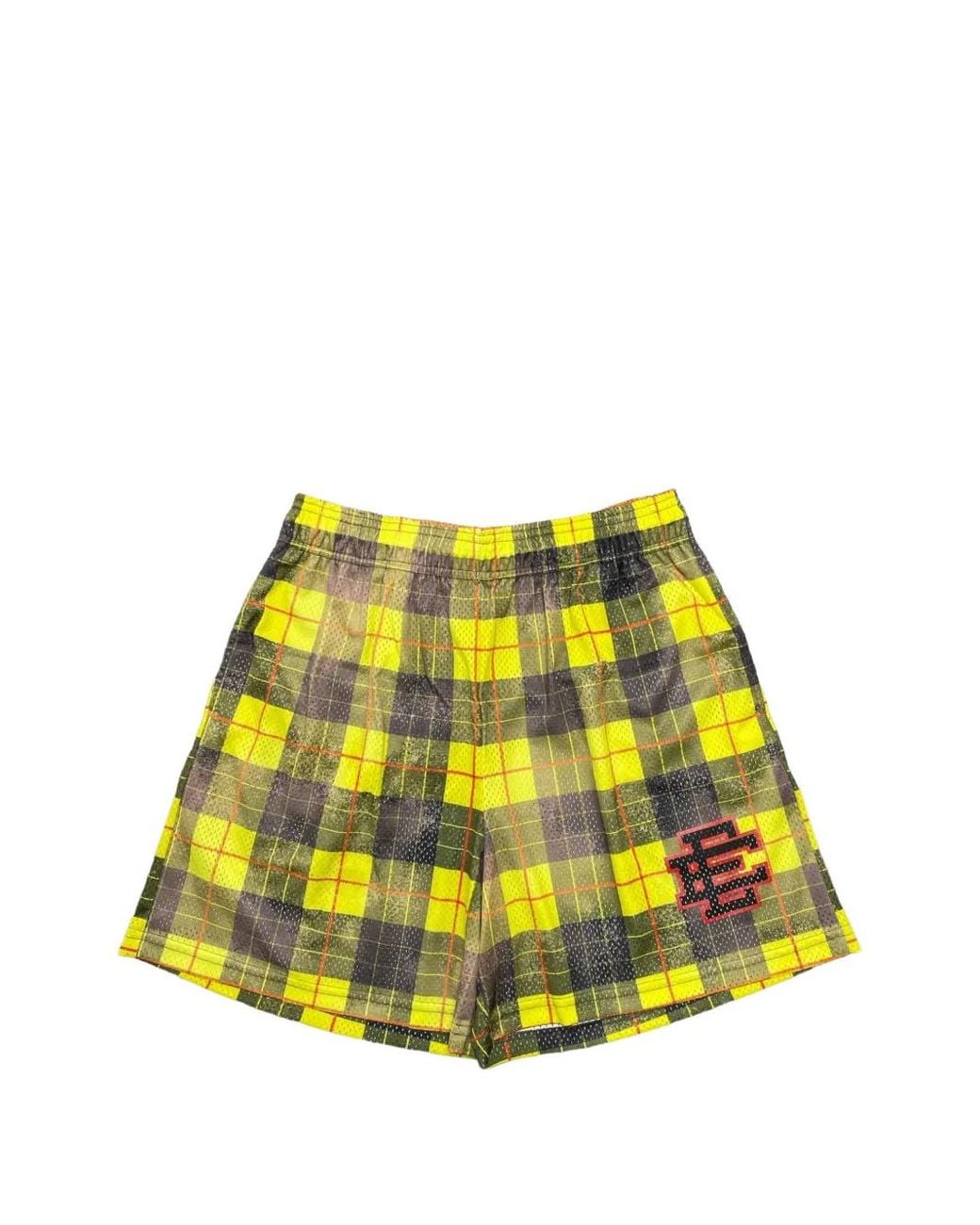 Eric Emanuel Yellow Plaid-Pattern Shorts for men