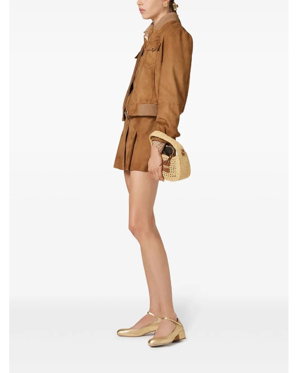 Miu Miu Brown Suede Nappa Leather Jacket