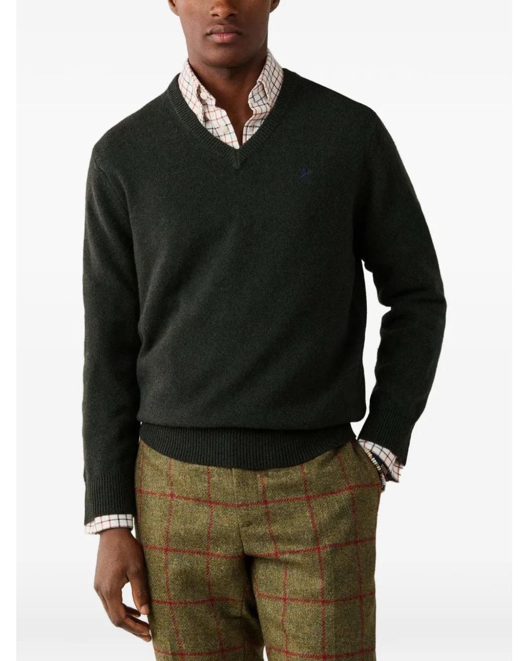 Hackett Black V-Neck Lambswool Sweater for men