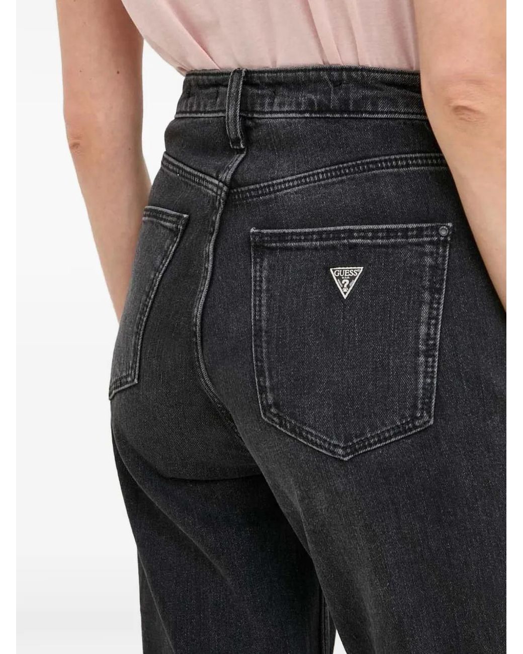 Guess Black Five-Pocket Logo-Patch Jeans