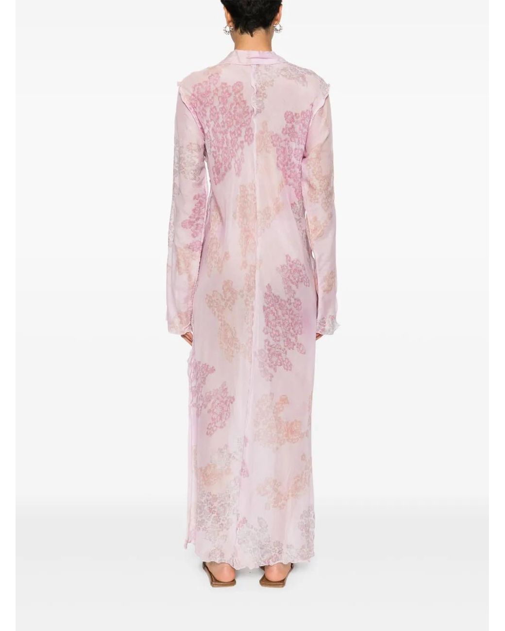 Acne Pink Chiffon Seasonal-Print Dress