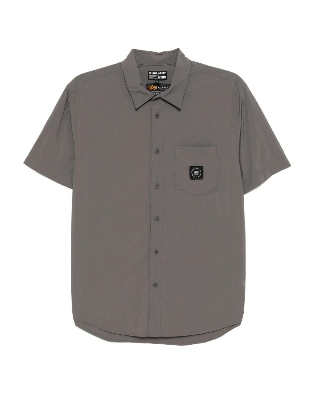 Izzue Gray Logo-Patch Shirt for men