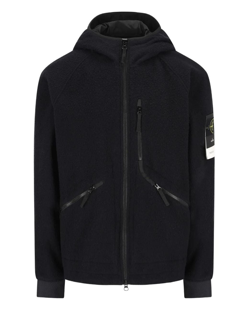 Stone Island Black Hooded Zip-Up Jacket for men