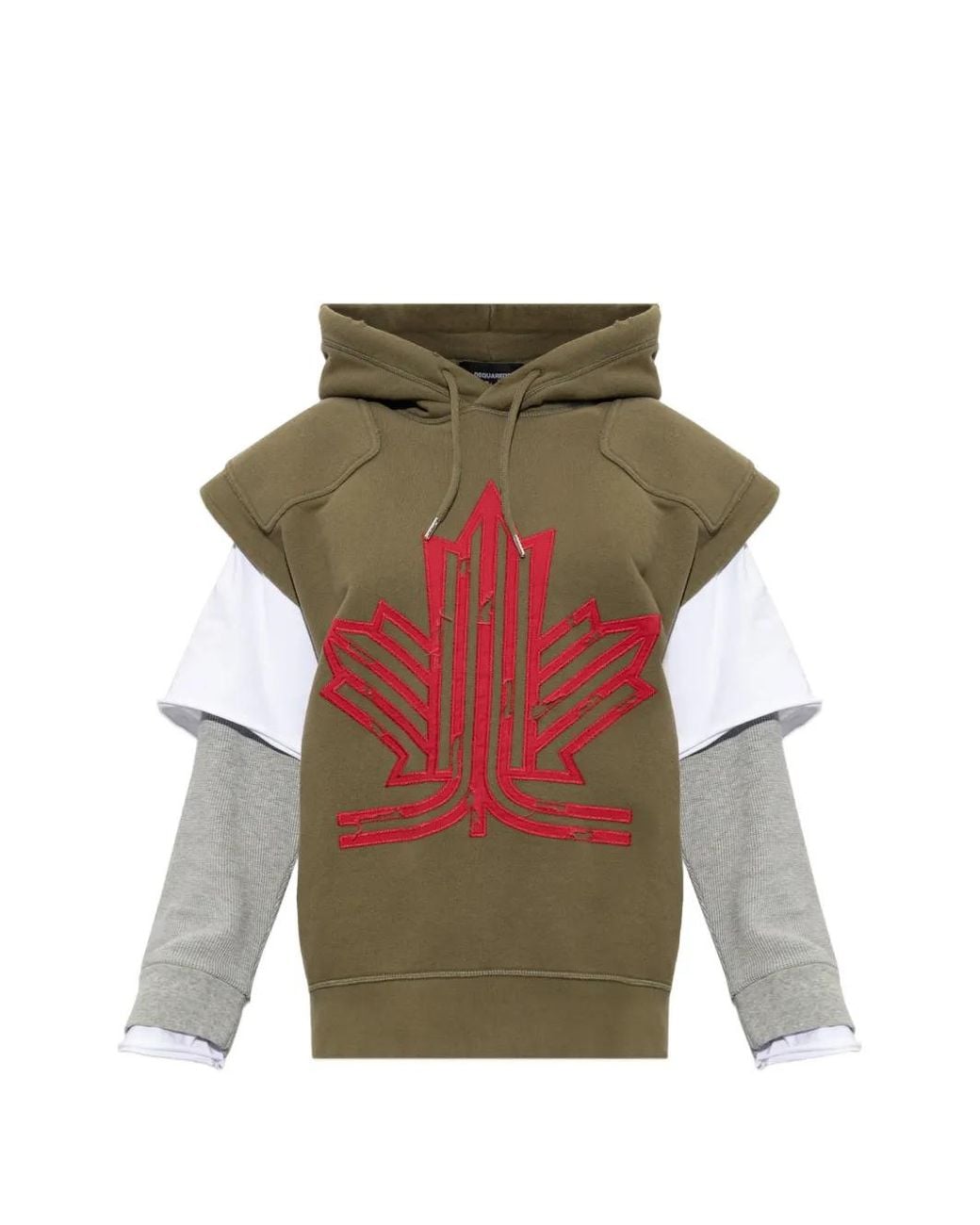 DSquared² Green Maple-Leaf Appliqué Hoodie for men
