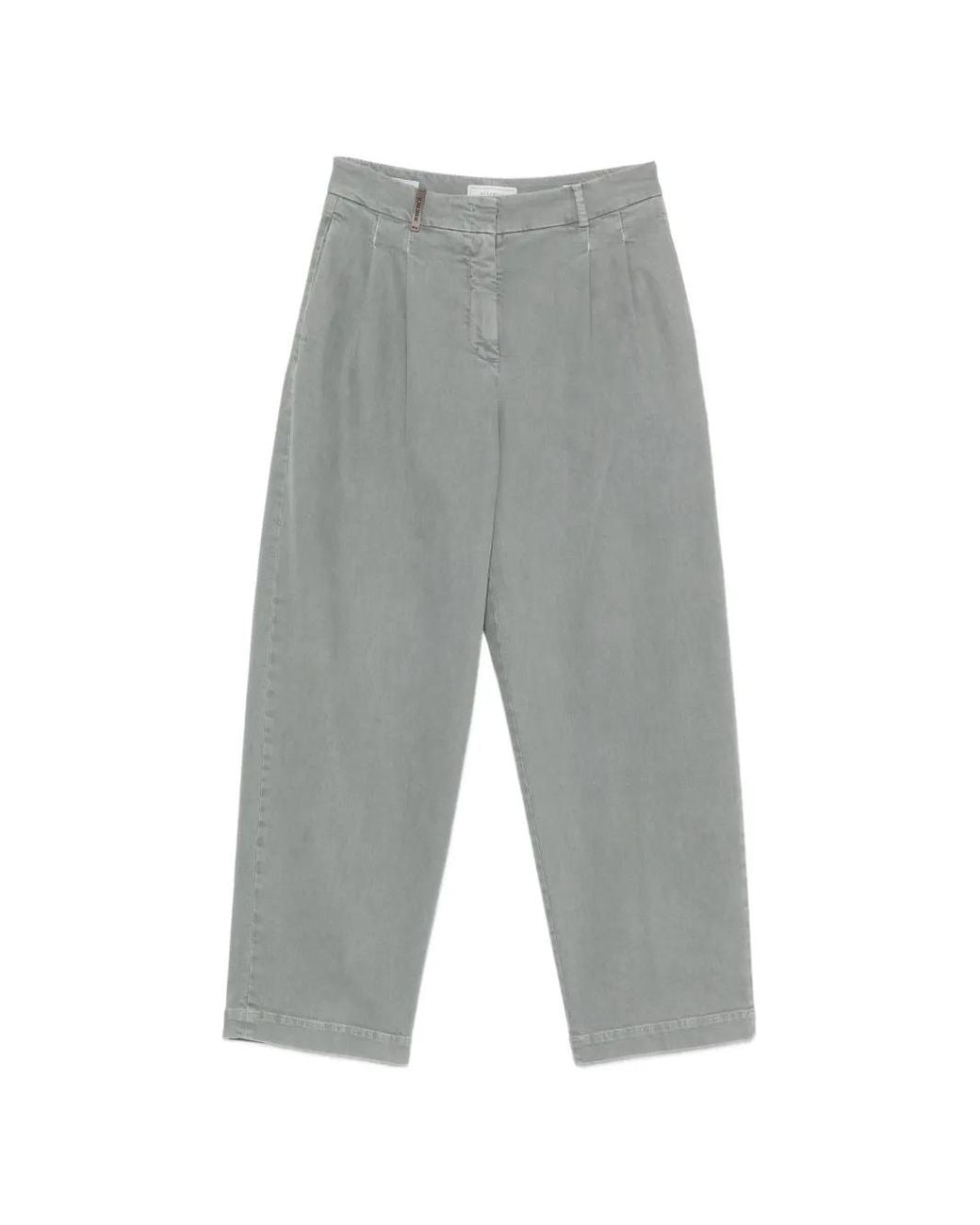 Peserico Gray Pleated Straight-Leg Jeans