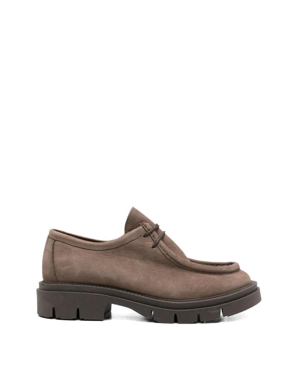 SERGIO MORETTI FIRENZE Brown Lace-Up Ridged-Sole Loafers