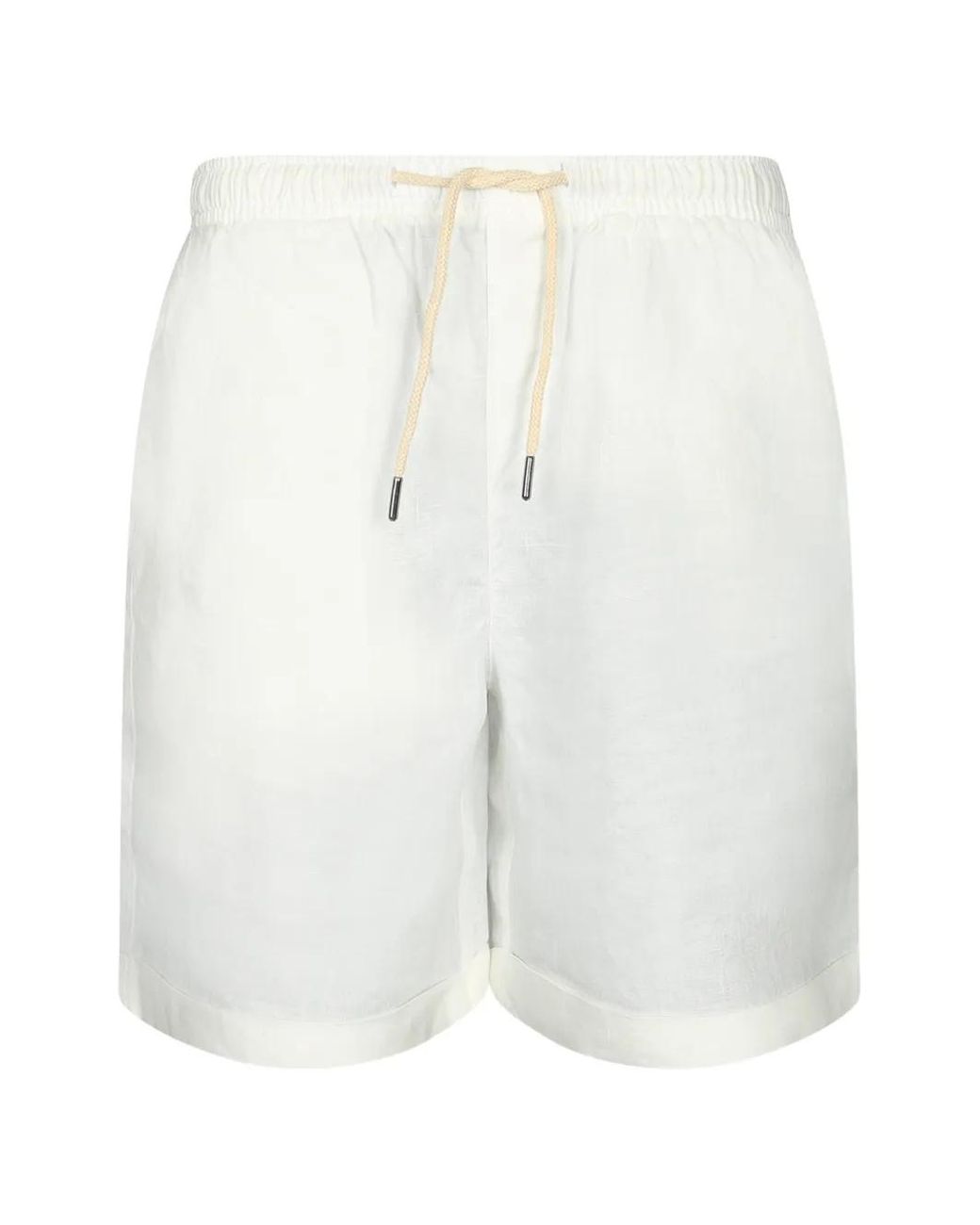 Peninsula White Drawstring-Waist Linen Shorts for men