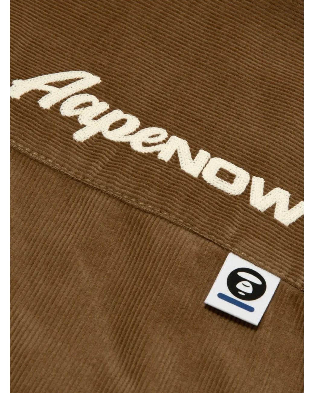 Aape By A Bathing Ape Brown Corduroy Logo-Embroidered Shirt for men