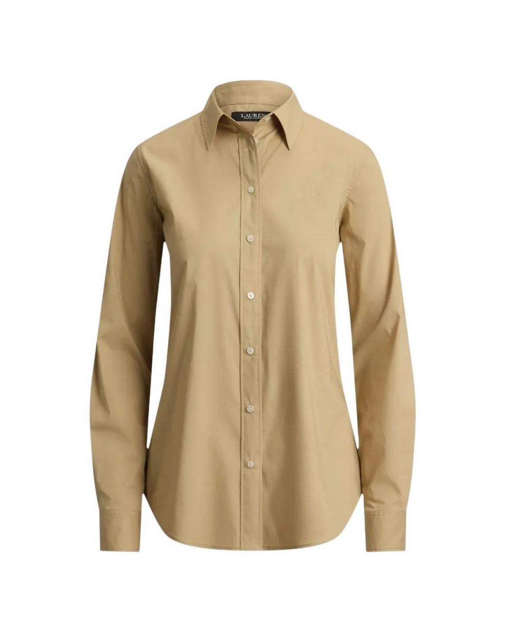 Ralph Lauren Natural Embroidered-Logo Long-Sleeve Shirt