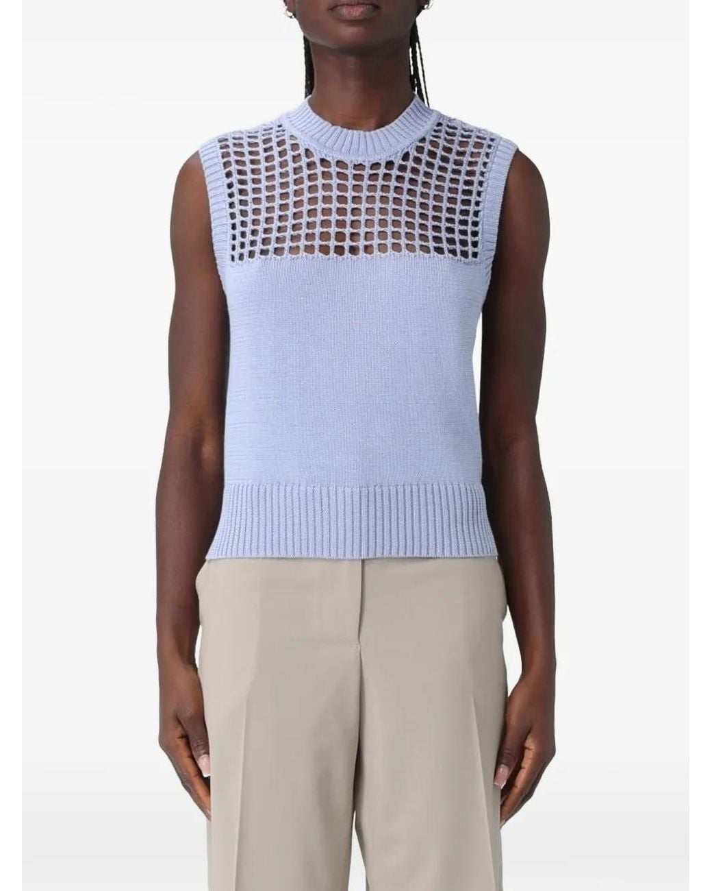 ARMANI EXCHANGE Blue Fine Knit Cotton Top