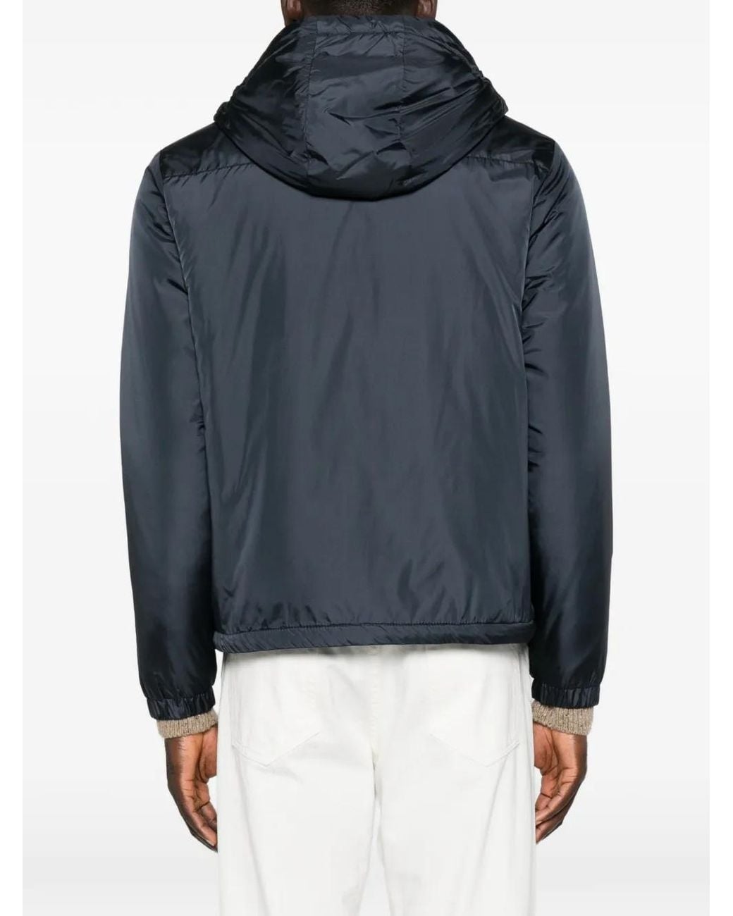 Aspesi Blue Hooded Zip-Up Jacket for men