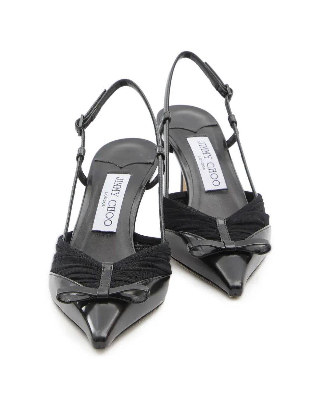 Jimmy Choo Black Afia Mesh Slingback Pumps