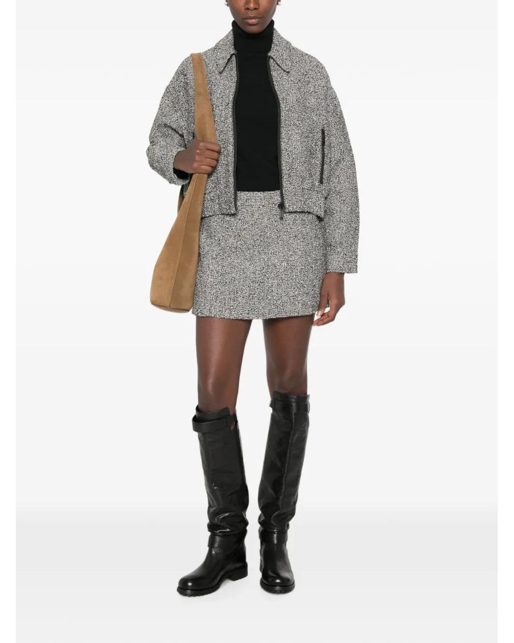 Michael Kors Gray Tweed Zip-Up Jacket