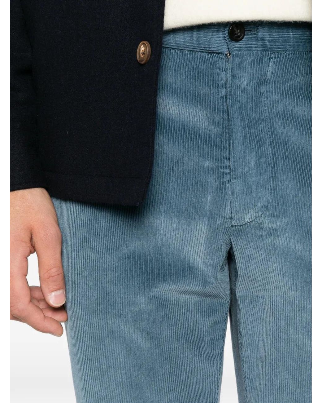 Briglia 1949 Blue Corduroy-Texture Trousers for men