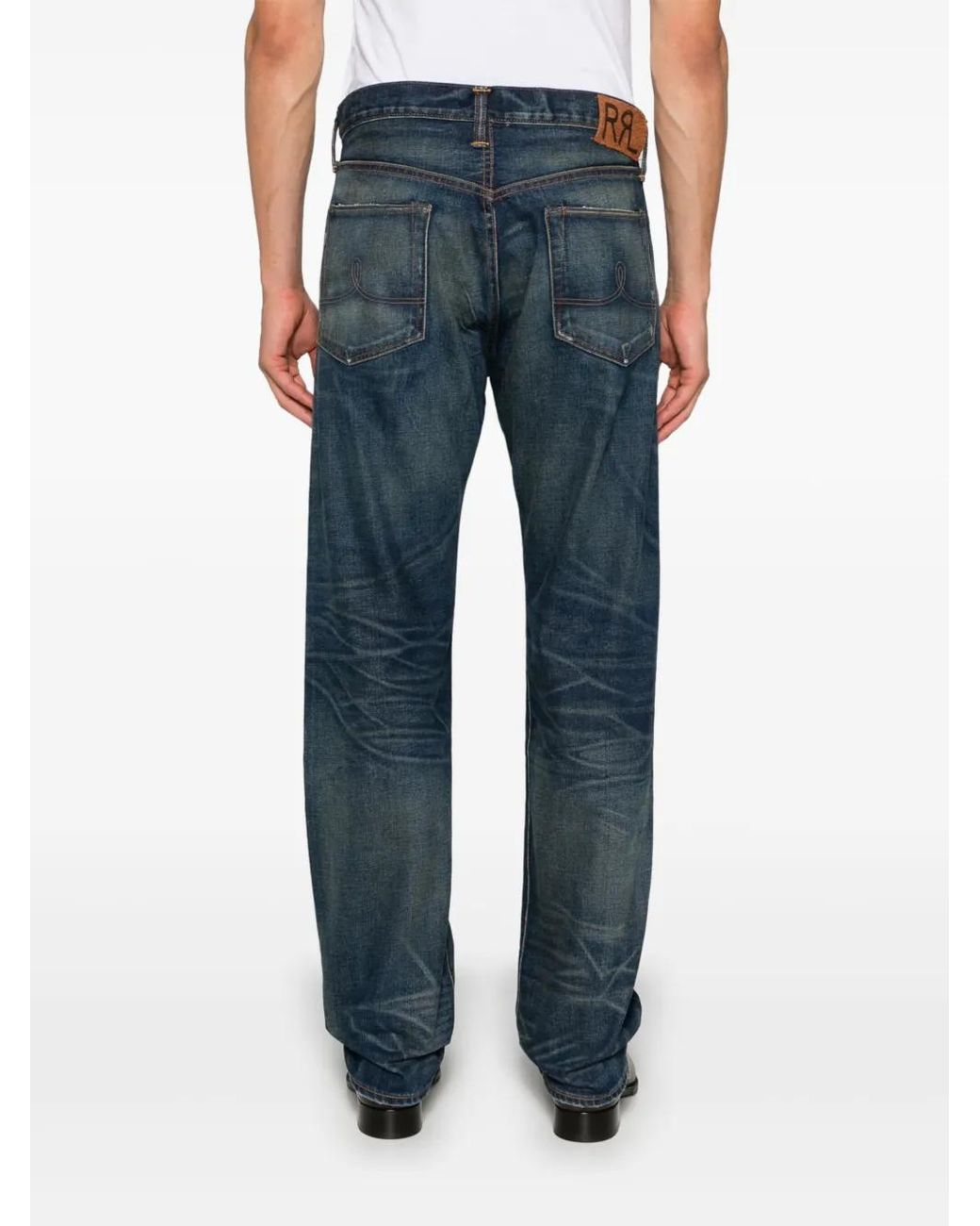 RRL Blue Ripped Jeans for men