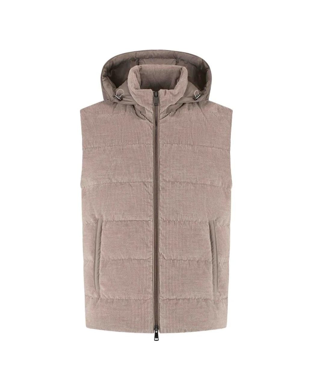 Paul & Shark Brown Quilted Corduroy Gilet for men