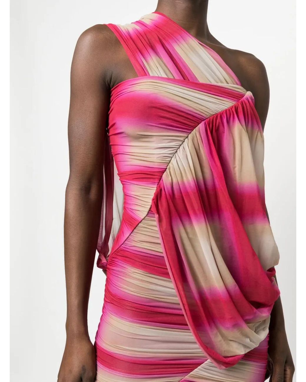 Rick Owens Pink Draped One-Shoulder Dress