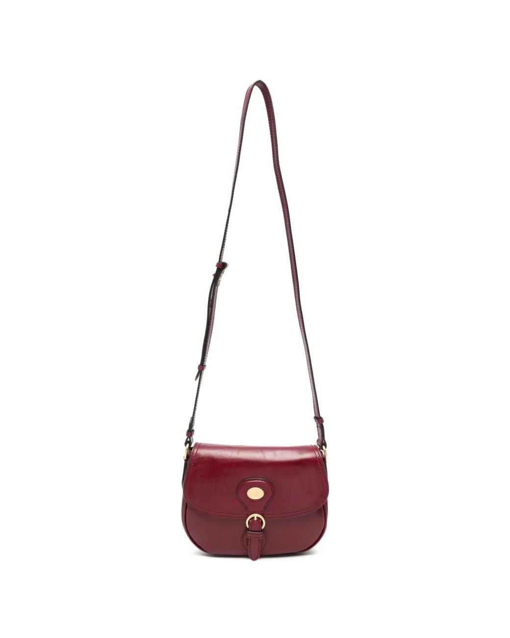 The Bridge Red Buckle-Detail Leather Crossbody Bag