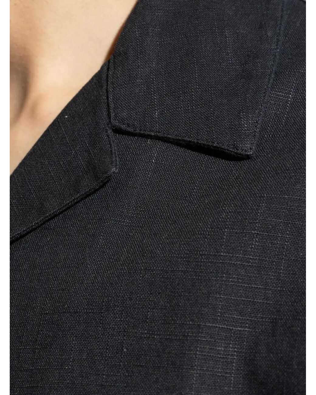 Samsøe & Samsøe Black Short-Sleeve Linen-Blend Shirt for men