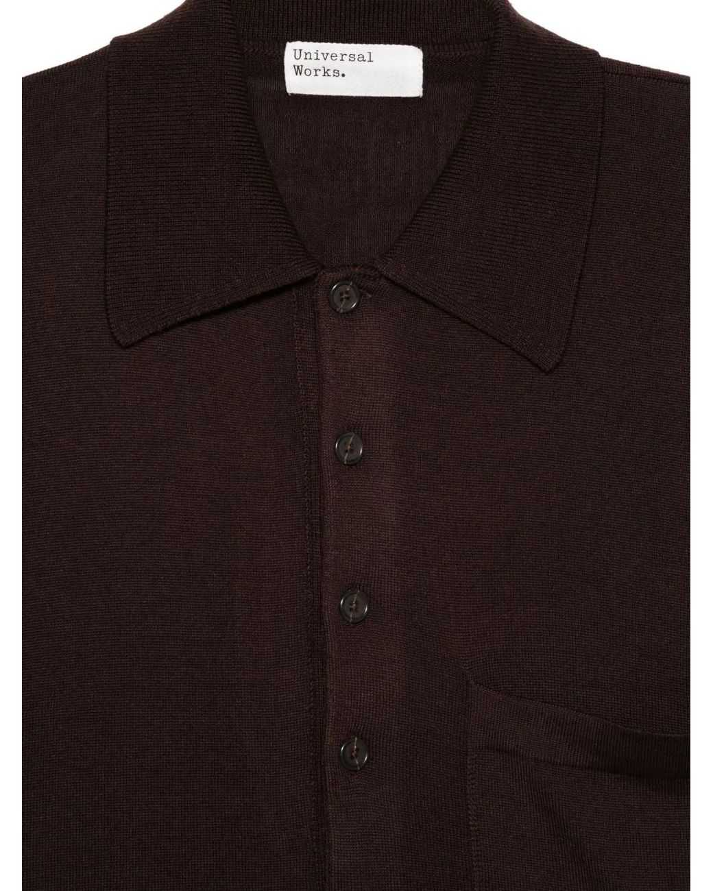Universal Works Black Polo-Neck Patch-Pocket Sweater for men