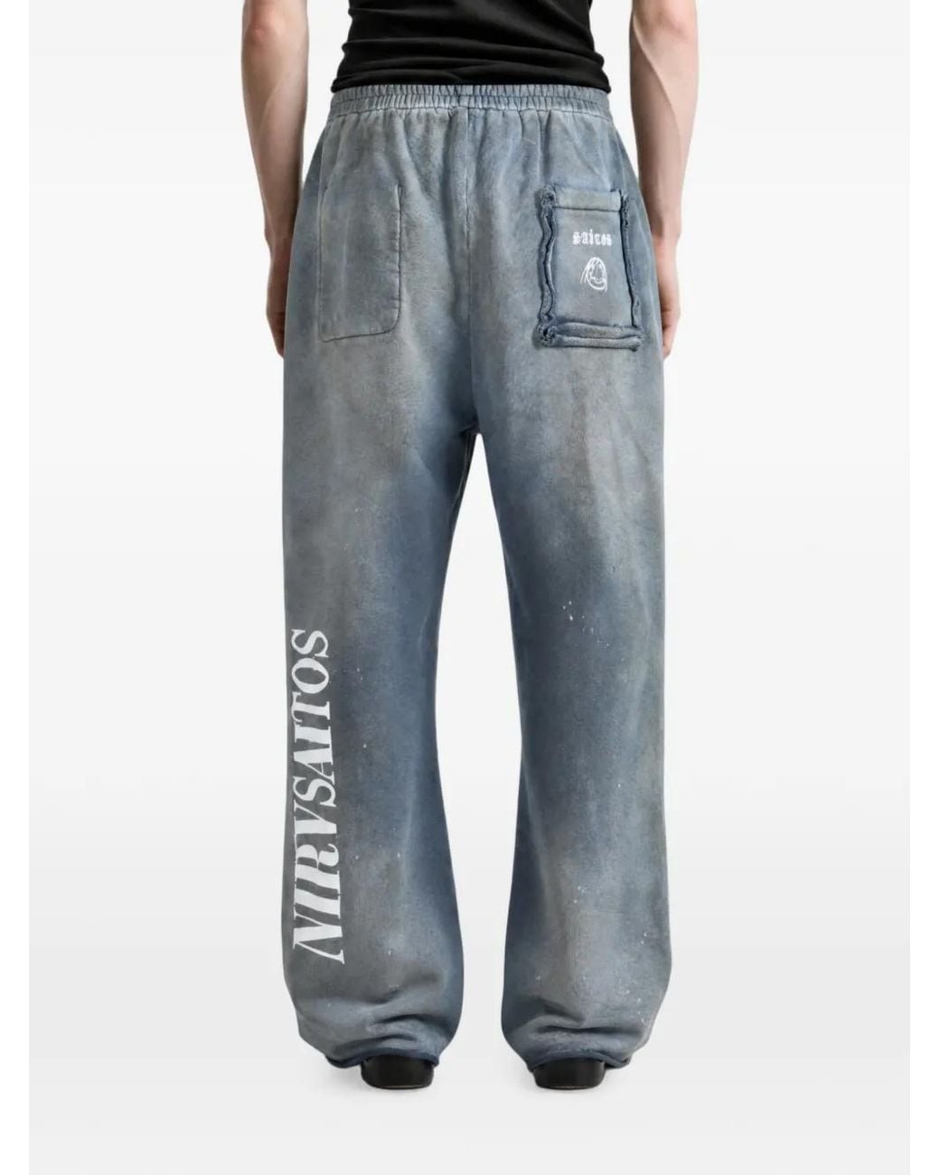SAITOS Blue Nirva Washed-Effect Track Pants