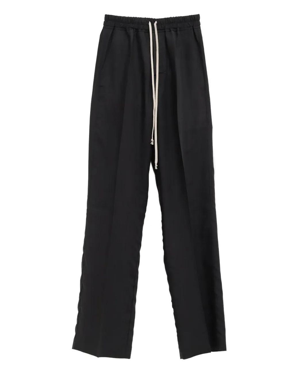 Rick Owens Black Drawstring Cotton Trousers