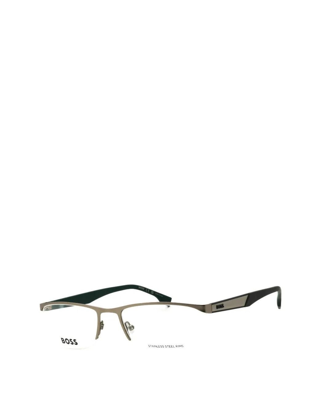 Boss White Rectangle-Frame Glasses for men