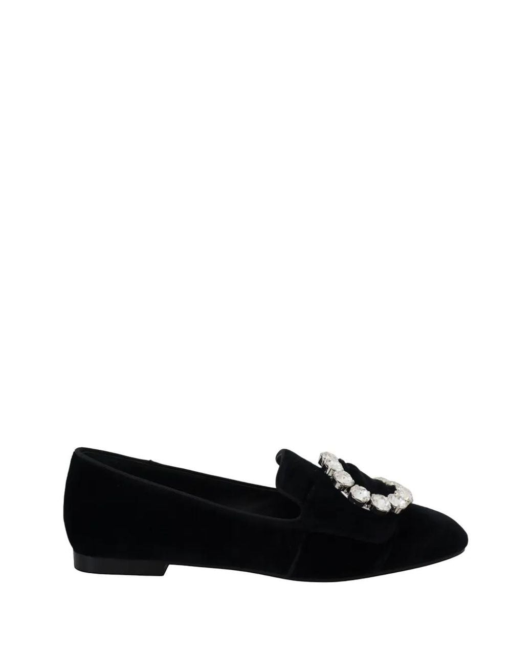 Dolce & Gabbana Black Crystal-Embellished Velvet Loafers