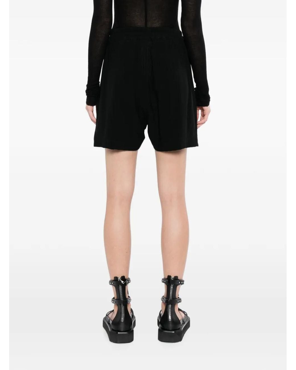Rick Owens Black Drawstring-Waist Shorts
