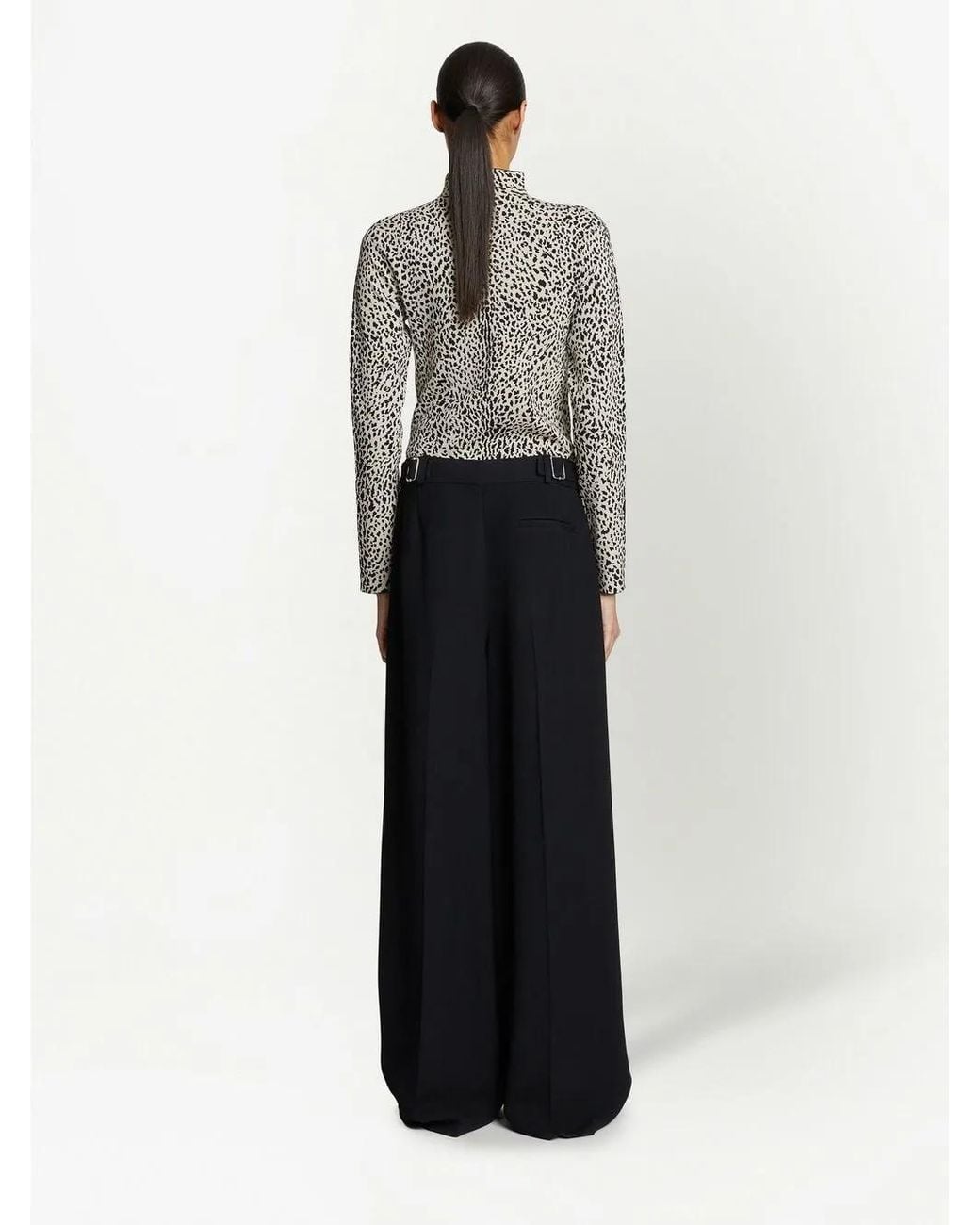 Proenza Schouler Black Leopard-Print Mock-Neck Top