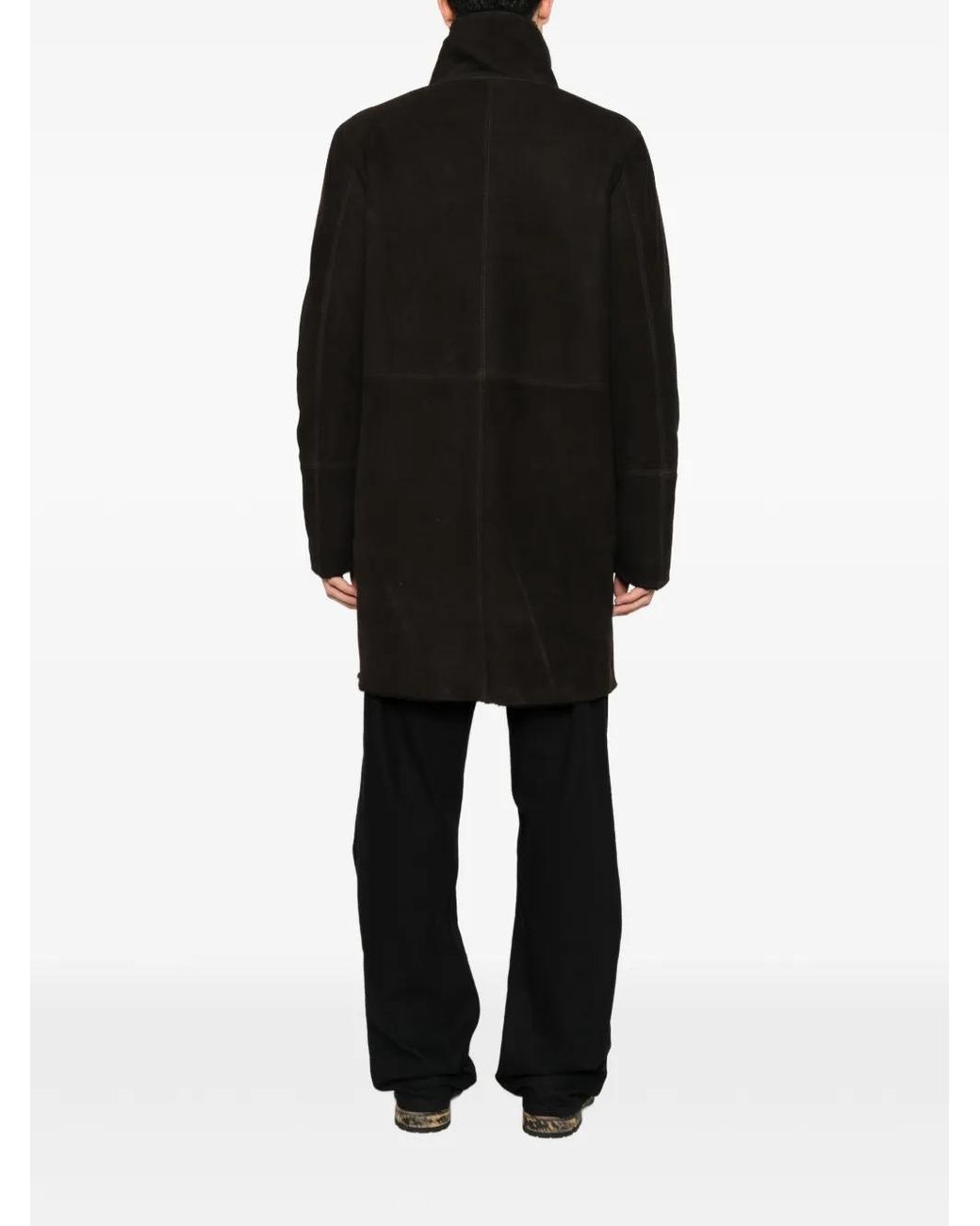 Giorgio Brato Black Shearling-Lined Suede Coat for men