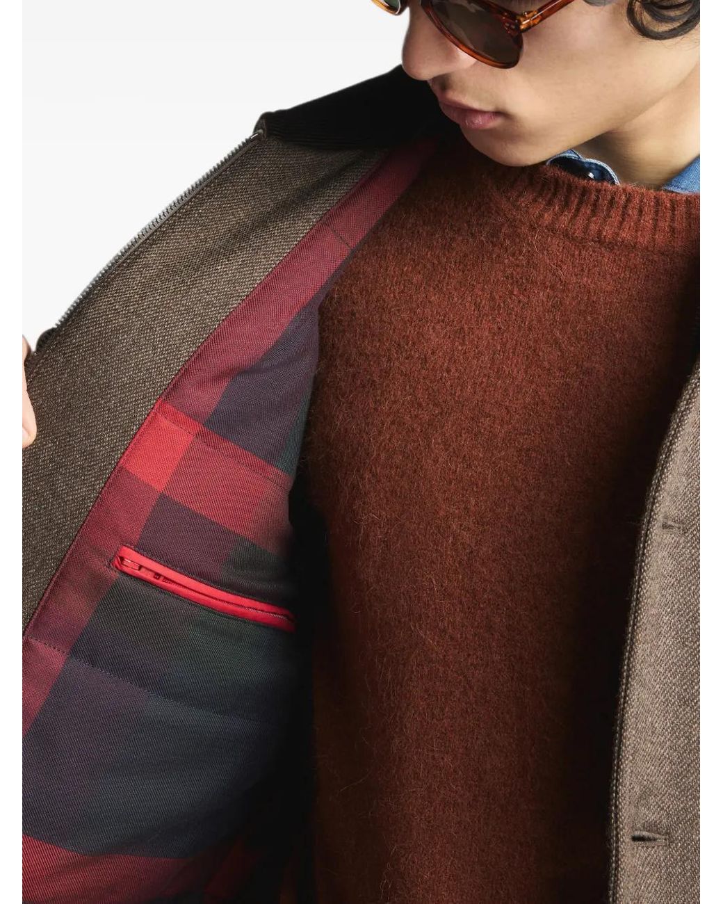 Fay Brown Corduroy-Collar Lobster-Clasp Bomber Jacket for men