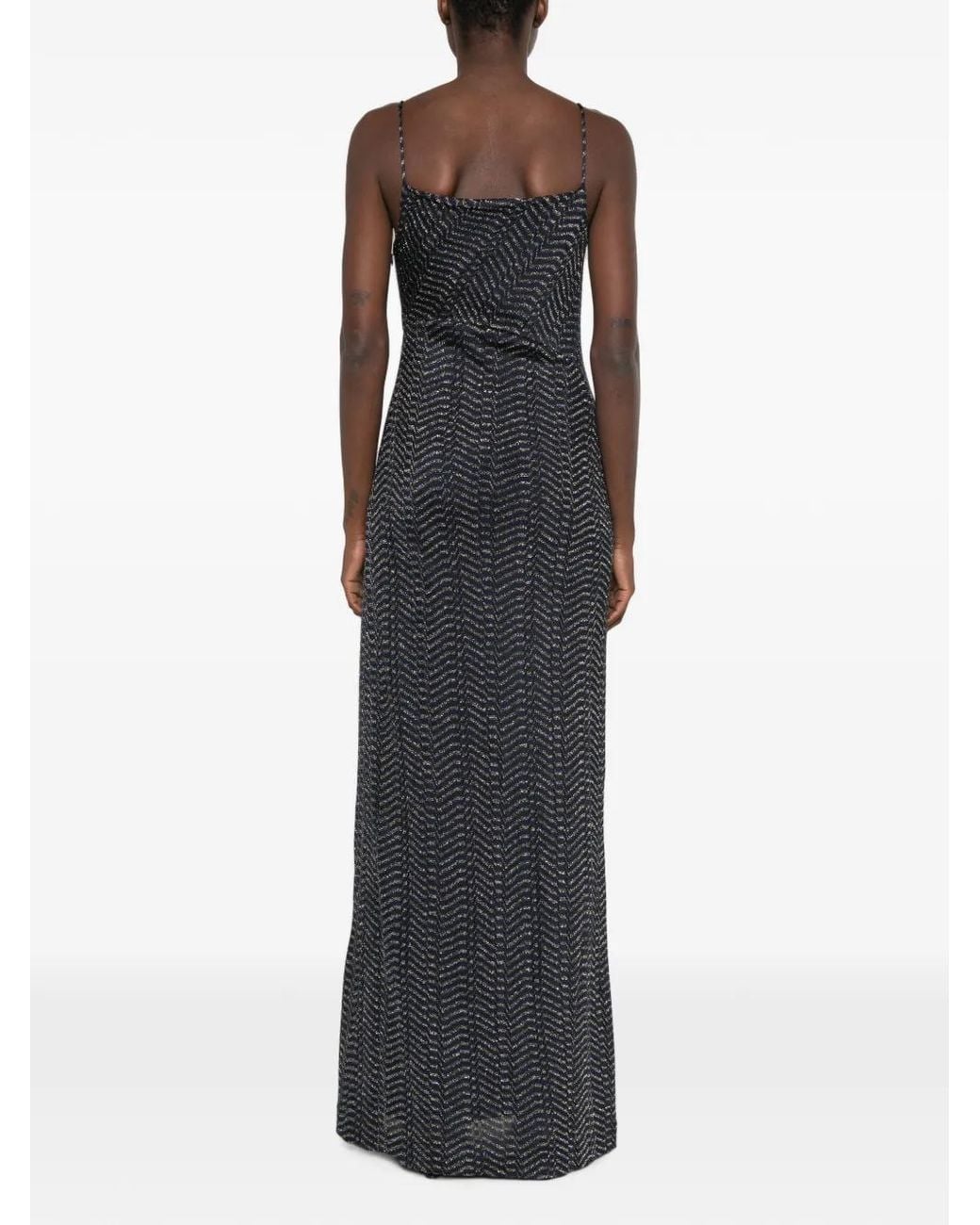 Missoni White Zigzag-Knit Cowl-Neck Maxi Dress