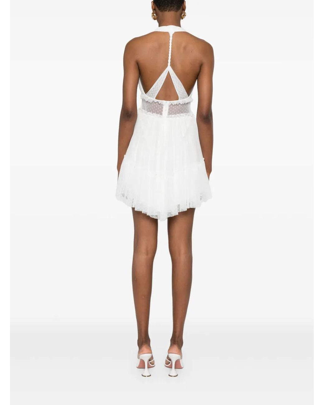 Nissa White Halterneck Silk Dress