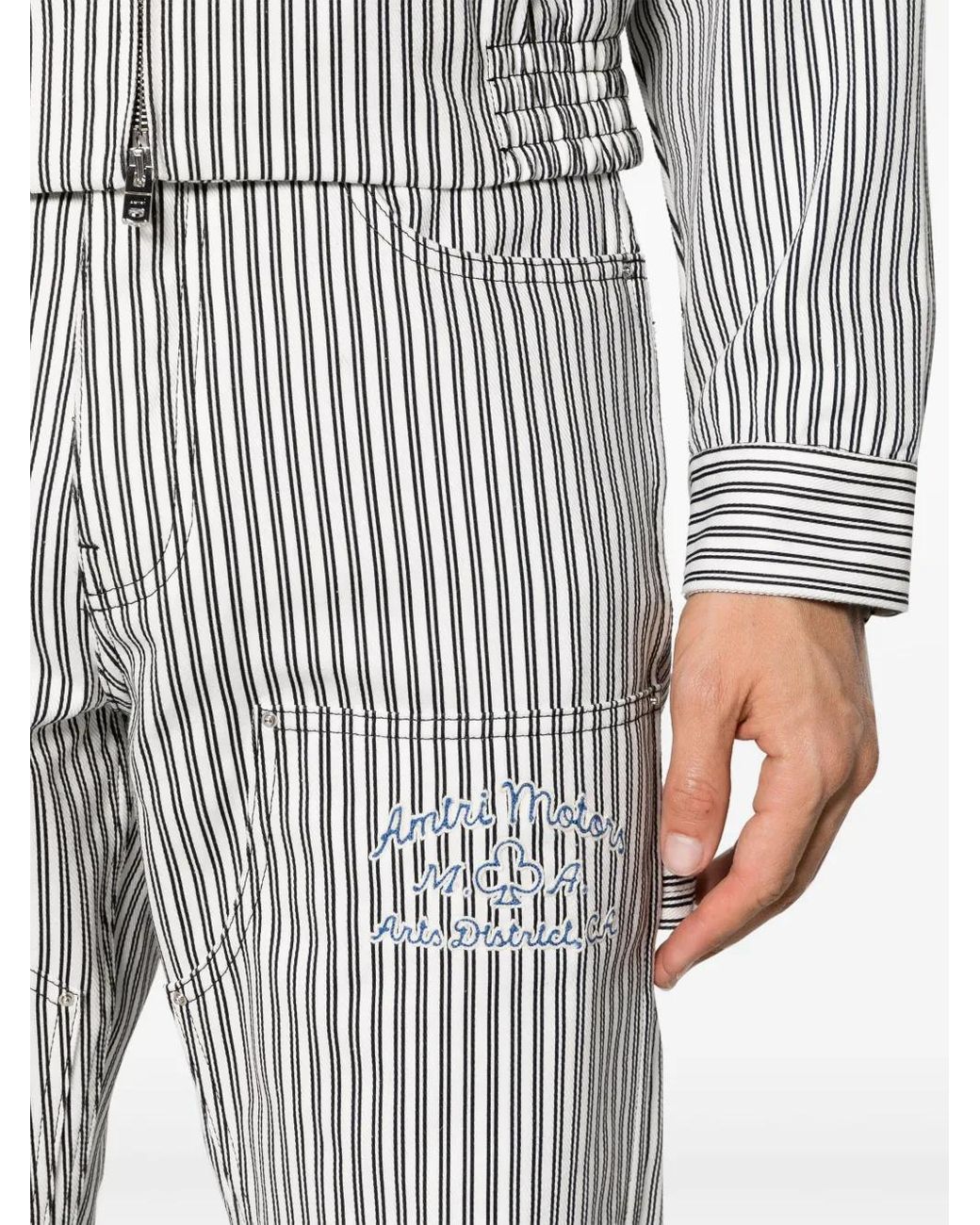 Amiri Gray White Striped Cotton Trousers - Men's - Cotton for men