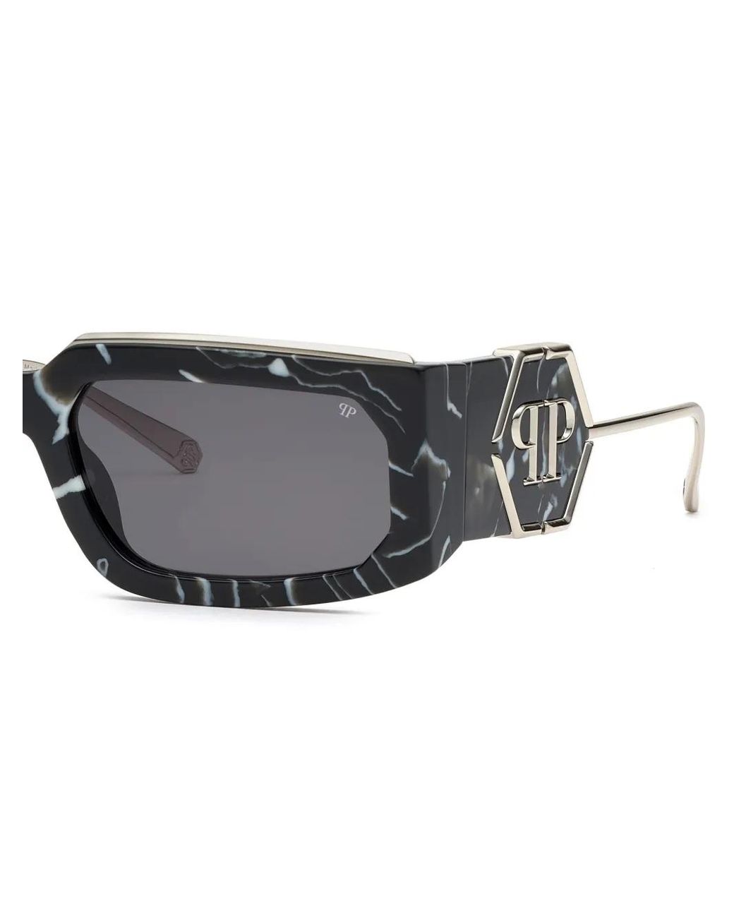 Philipp Plein Gray Rose Venus Rectangle-Frame Sunglasses