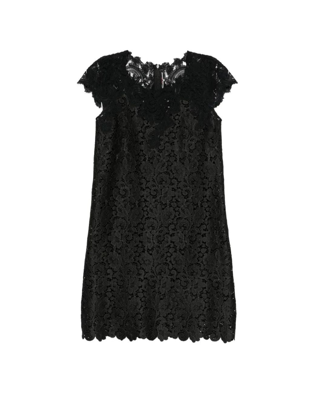Ermanno Scervino Black Floral-Lace Scalloped-Edge Mini Dress
