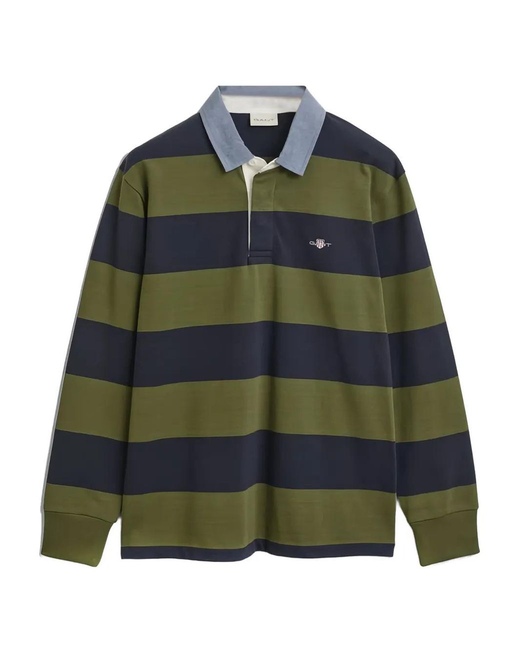 Gant Green Polo Rayé En Chambray for men