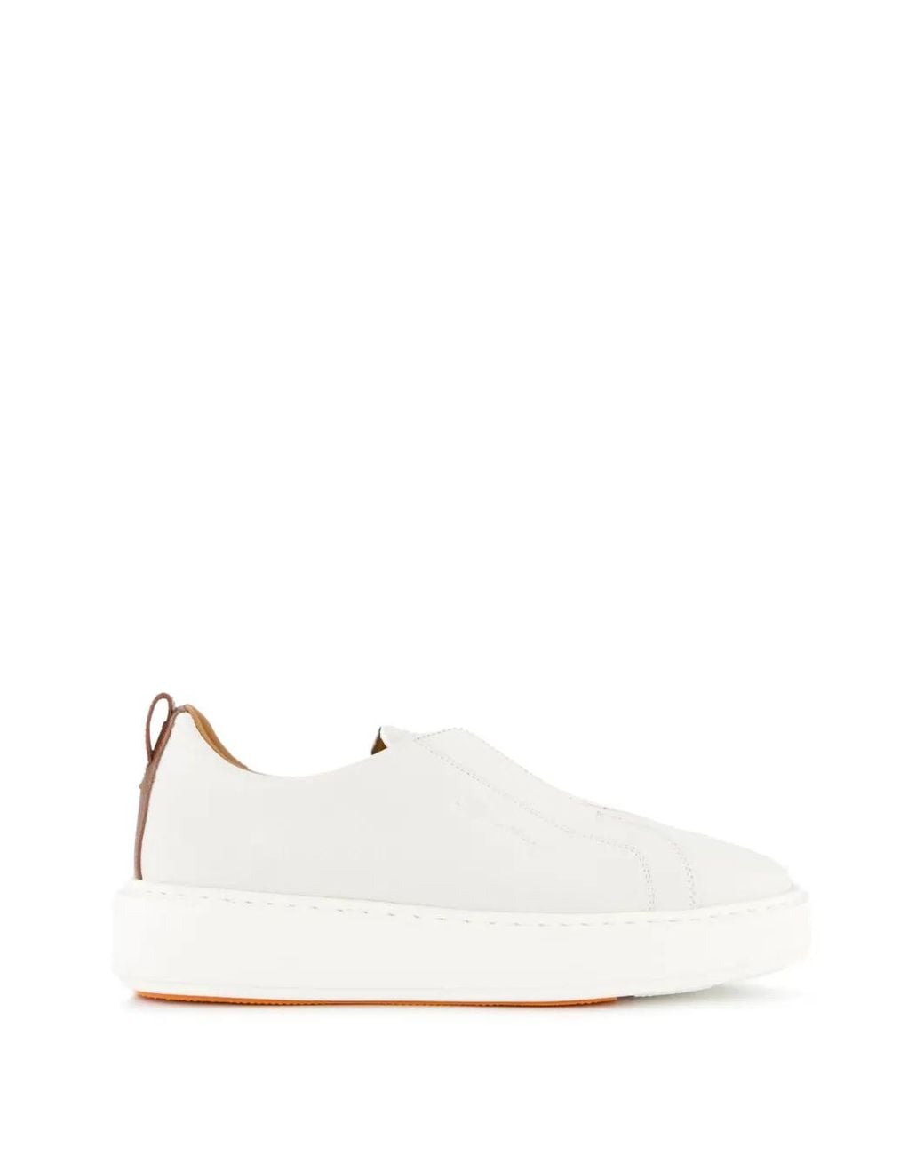 Santoni White Victory Slip-On Sneakers