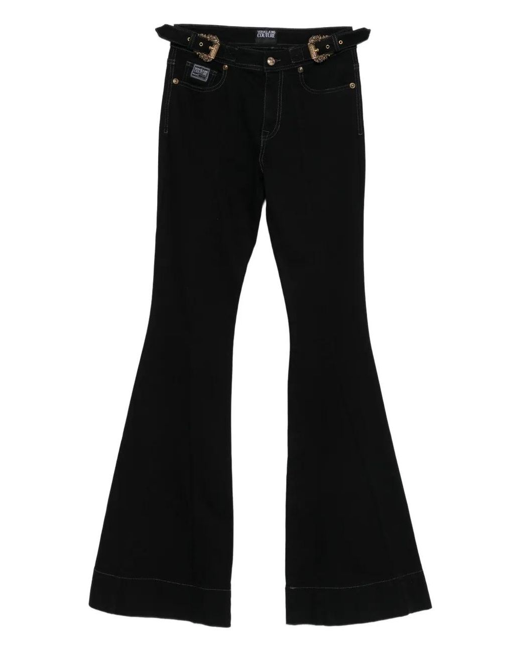 Versace Jeans Couture Black Buckle Flared Trousers