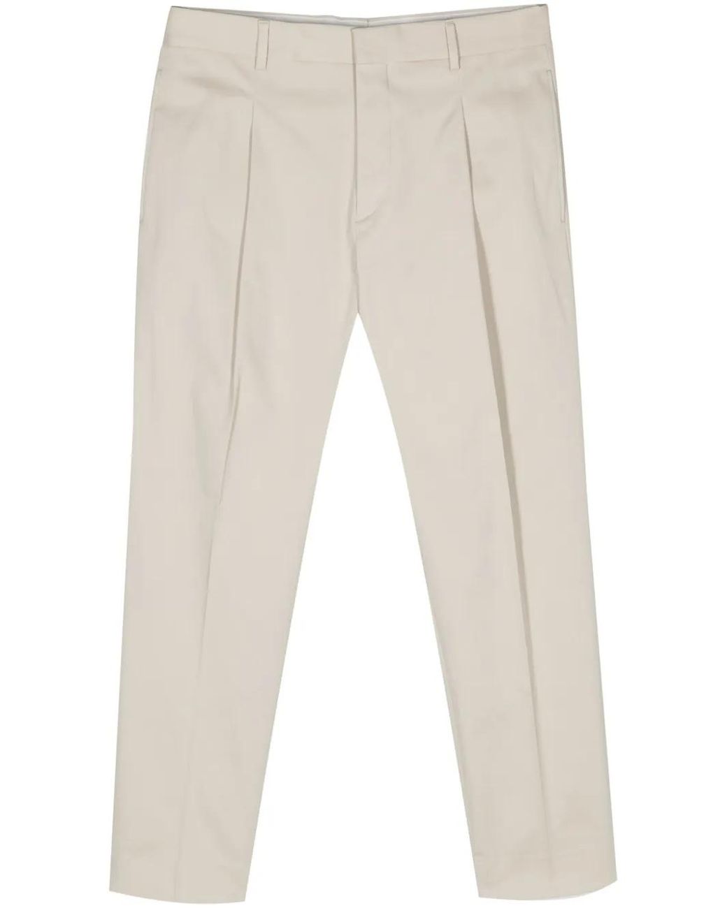 Dell'Oglio Natural Sandy Mid-Rise Tailored Trousers for men