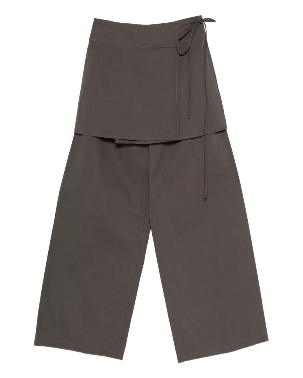 ELEH Gray Wrap-Effect Layered Trousers