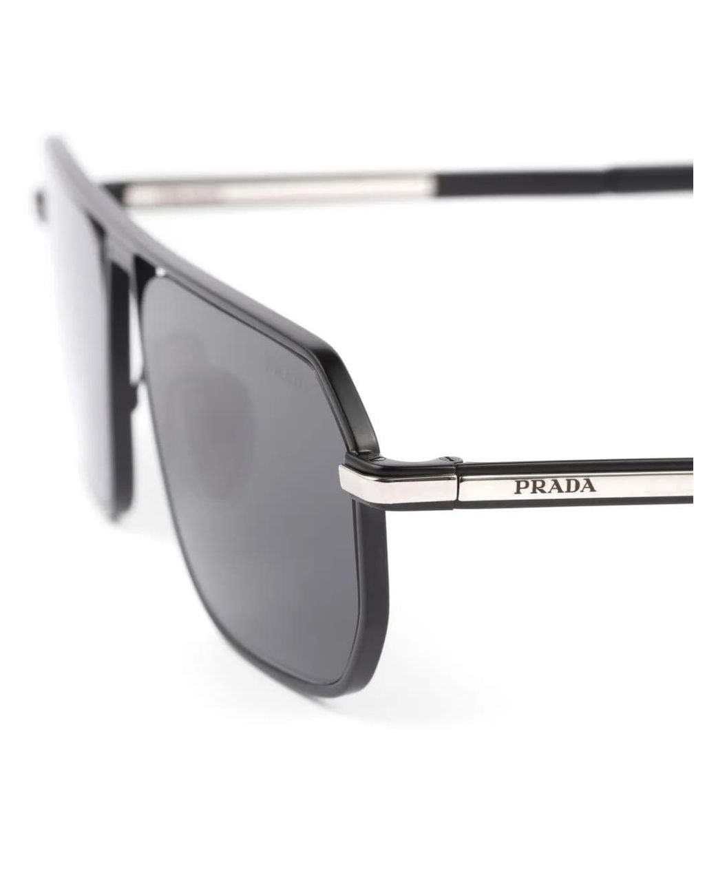 Prada Gray Pilot-Frame Sunglasses for men
