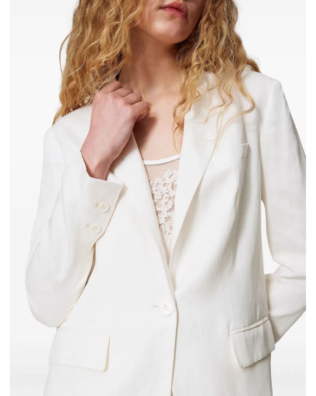 Twinset White Single-Breasted Blazer