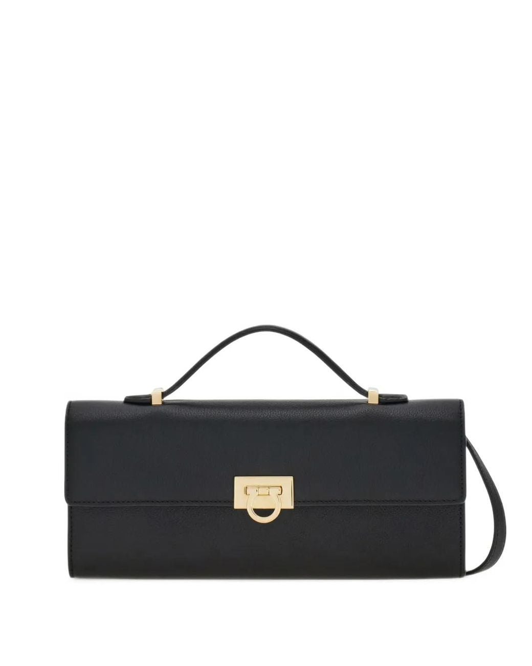 Ferragamo Blue Gancini-Detail Pebbled-Leather Shoulder Bag