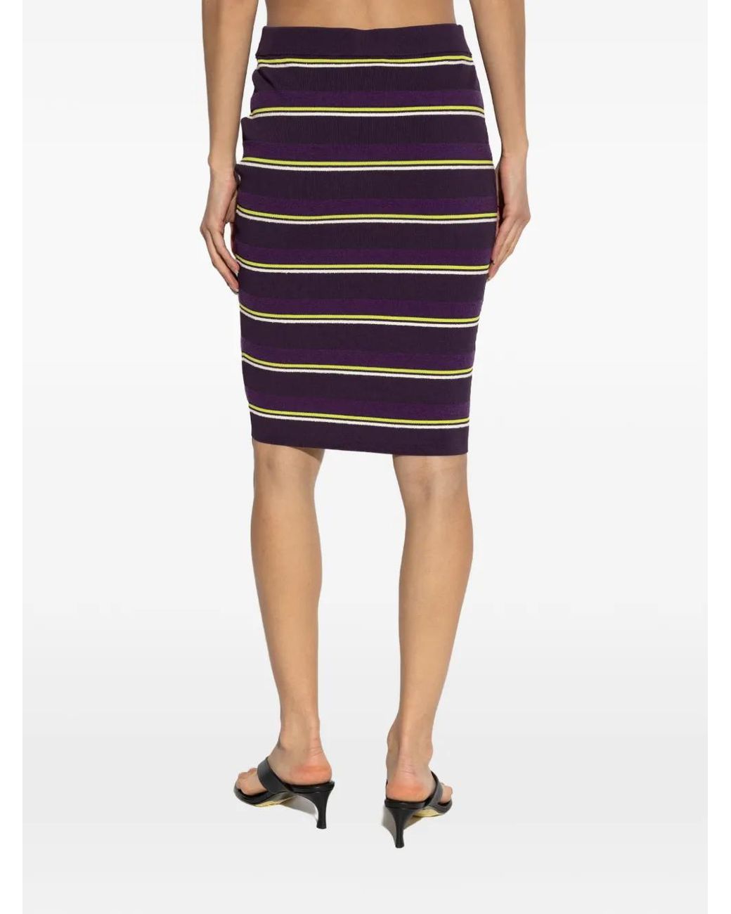 Casablanca Blue Pencil Skirt With Pinstripe Pattern