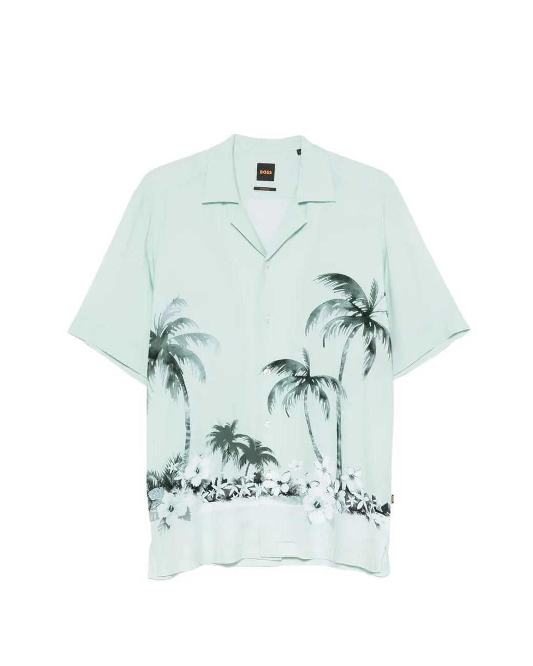 Boss Blue Regular-Fit Shirt With Maxi Print for men