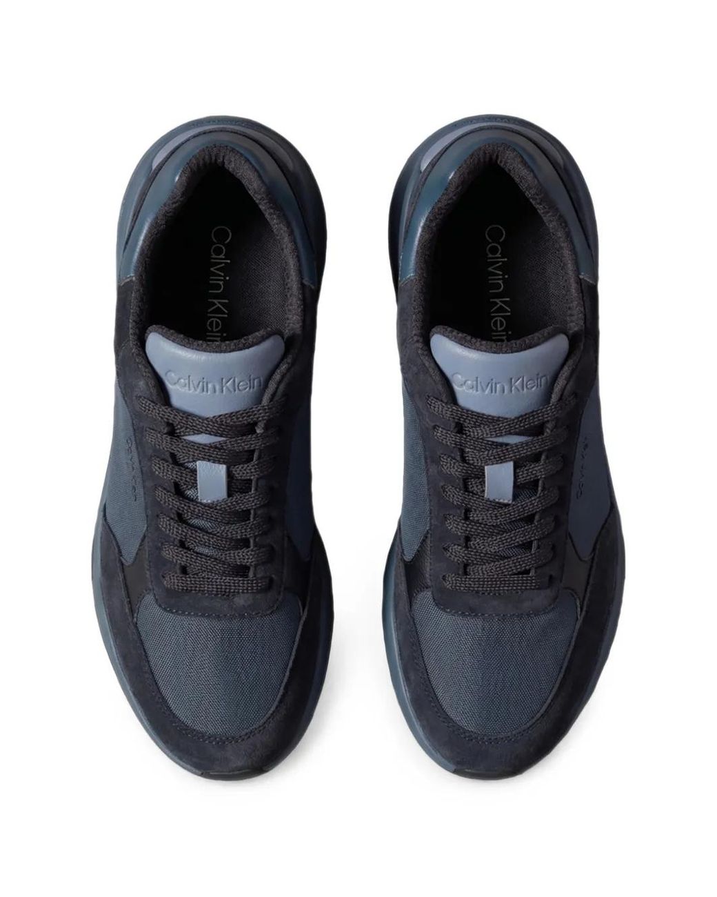 Calvin Klein Blue Baskets À Empiècements En Daim for men