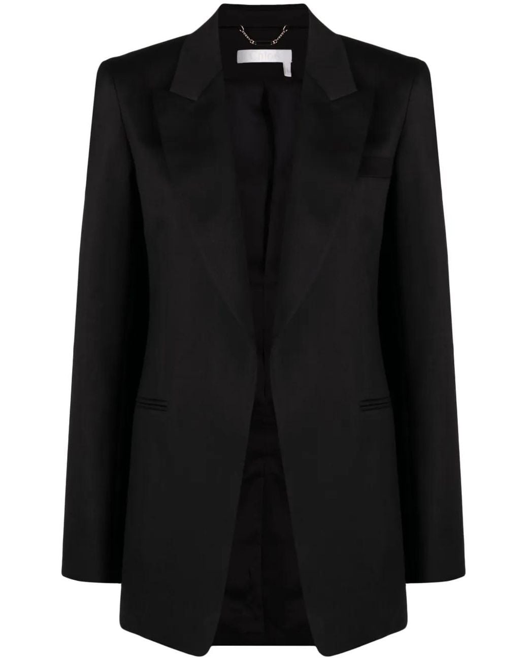 Chloé Black Silk-Blend Wool Single-Breasted Blazer